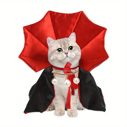 Cape de Vampire Halloween pour Chat - Déguisement Effrayant et Élégant