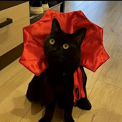 Cape de Vampire Halloween pour Chat - Déguisement Effrayant et Élégant