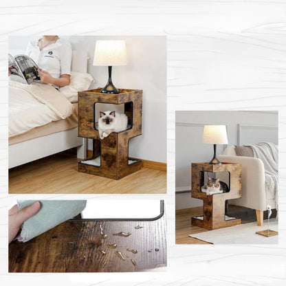 Arbre à Chat Design Table de Nuit Brun avec Jouet – Élégance et Fun pour Votre Chat