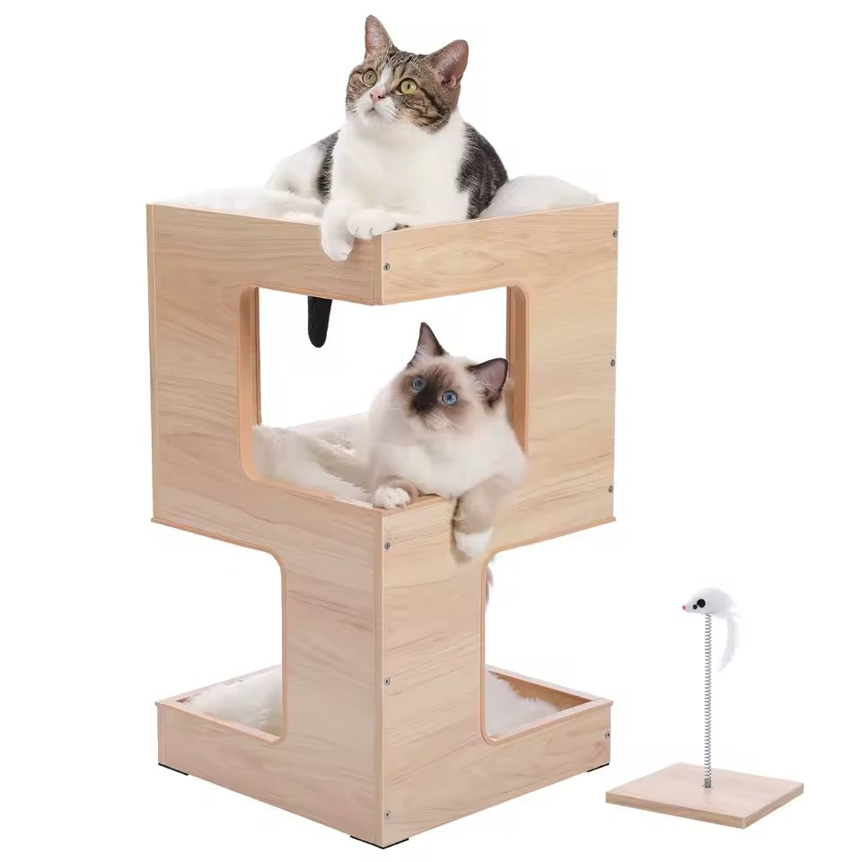 Arbre à Chat Design Table de Nuit Brun avec Jouet – Élégance et Fun pour Votre Chat