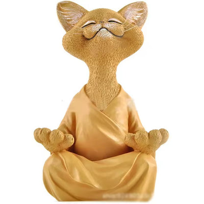 Sculpture de Chat Méditation – Décoration Zen en Résine