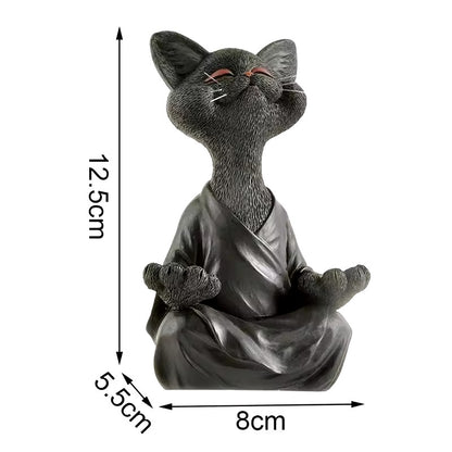 Sculpture de Chat Méditation – Décoration Zen en Résine