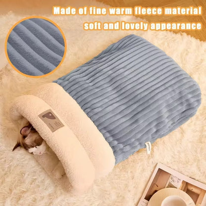 Lit Douillet en Peluche pour Chat – Sac de Couchage Chaleureux et Lavable