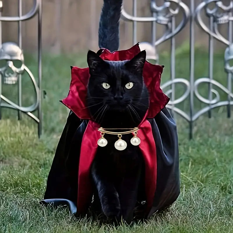 Cape de Vampire Halloween pour Chat - Déguisement Effrayant et Élégant