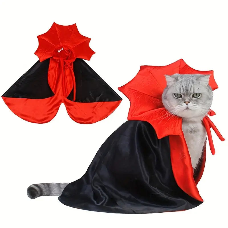 Cape de Vampire Halloween pour Chat - Déguisement Effrayant et Élégant