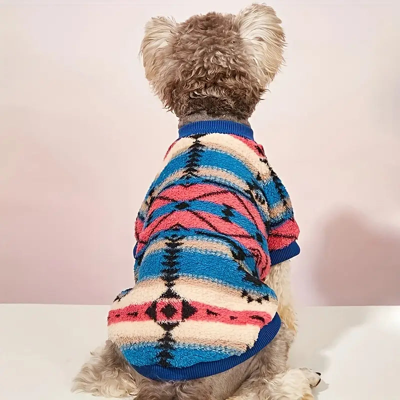 Pull en Polaire Ethnique pour Chat et Petit Chien - Vêtement d'Hiver Ultra Doux et Thermique