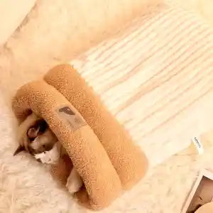 Lit Douillet en Peluche pour Chat – Sac de Couchage Chaleureux et Lavable